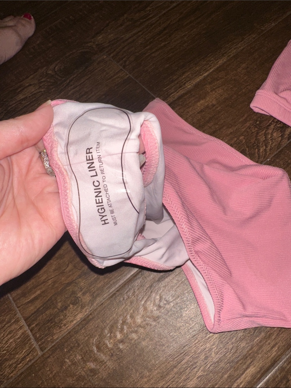 Women’s Pink Ribbed High Waist Bikini Set Size Large NWT - Picture 8 of 10